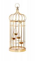 подсвечник-фонарь золотой на 4 свечи клетка shabby, 58 см в Энгельсе