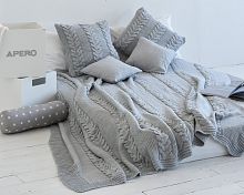 комплект плед с косами (180*220) и 2 наволочки (50*50) серый в Энгельсе