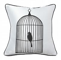 подушка с птичкой в клетке birdie in a cage white в Энгельсе