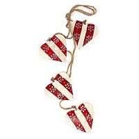 гирлянда новогодняя подвесная сердца в красную полоску со снежинками christmas hearts, 60 см в Энгельсе