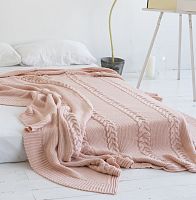 комплект плед с косами (180*220) и 2 наволочки (50*50) св. персик в Энгельсе