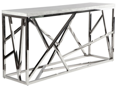 консоль geometric 180x50x90 хром, белая столешница в Энгельсе