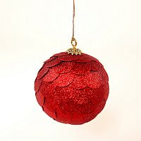 шар новогодний красный с блестящими чешуйками paper ball, 10 см в Энгельсе