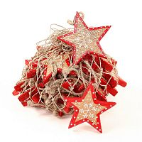 набор елочных украшений звезда деревянная с красным ободком christmas stars, 30 штук в Энгельсе
