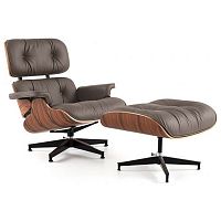 кресло eames style lounge chair кожа коричневое в Энгельсе