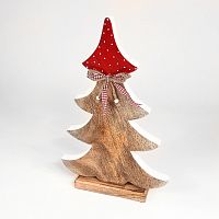 украшение новогоднее большое ель деревянная красная в горошек love tree, 42х27х5 см в Энгельсе