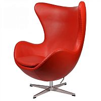 кресло arne jacobsen style egg chair кожа красное в Энгельсе