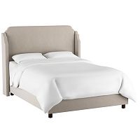 кровать двуспальная с мягкой спинкой 160х200 серая aurora wingback light gray в Энгельсе