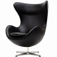 кресло с подлокотниками arne jacobsen style egg chair черное в Энгельсе