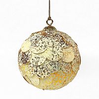 шар новогодний золотой с мраморными чешуйками paper ball, 10 см в Энгельсе