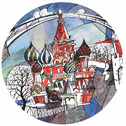 тарелка сувенирная собор василия блаженного. вечер в Энгельсе