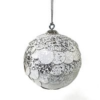 шар новогодний серебряный с мраморными чешуйками paper ball, 10 см в Энгельсе