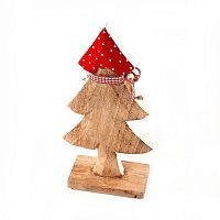 украшение новогоднее ель деревянная красная в горошек love tree, 28х12х6 см в Энгельсе
