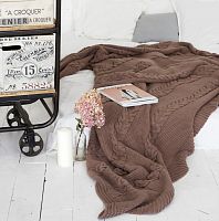 комплект плед с косами (180*220) и 2 наволочки (50*50) св. кофейный в Энгельсе