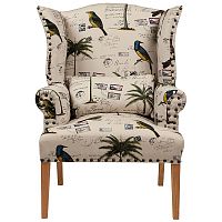 кресло мягкое с ушами quinn tufted armchair бежевое с рисунком в Энгельсе